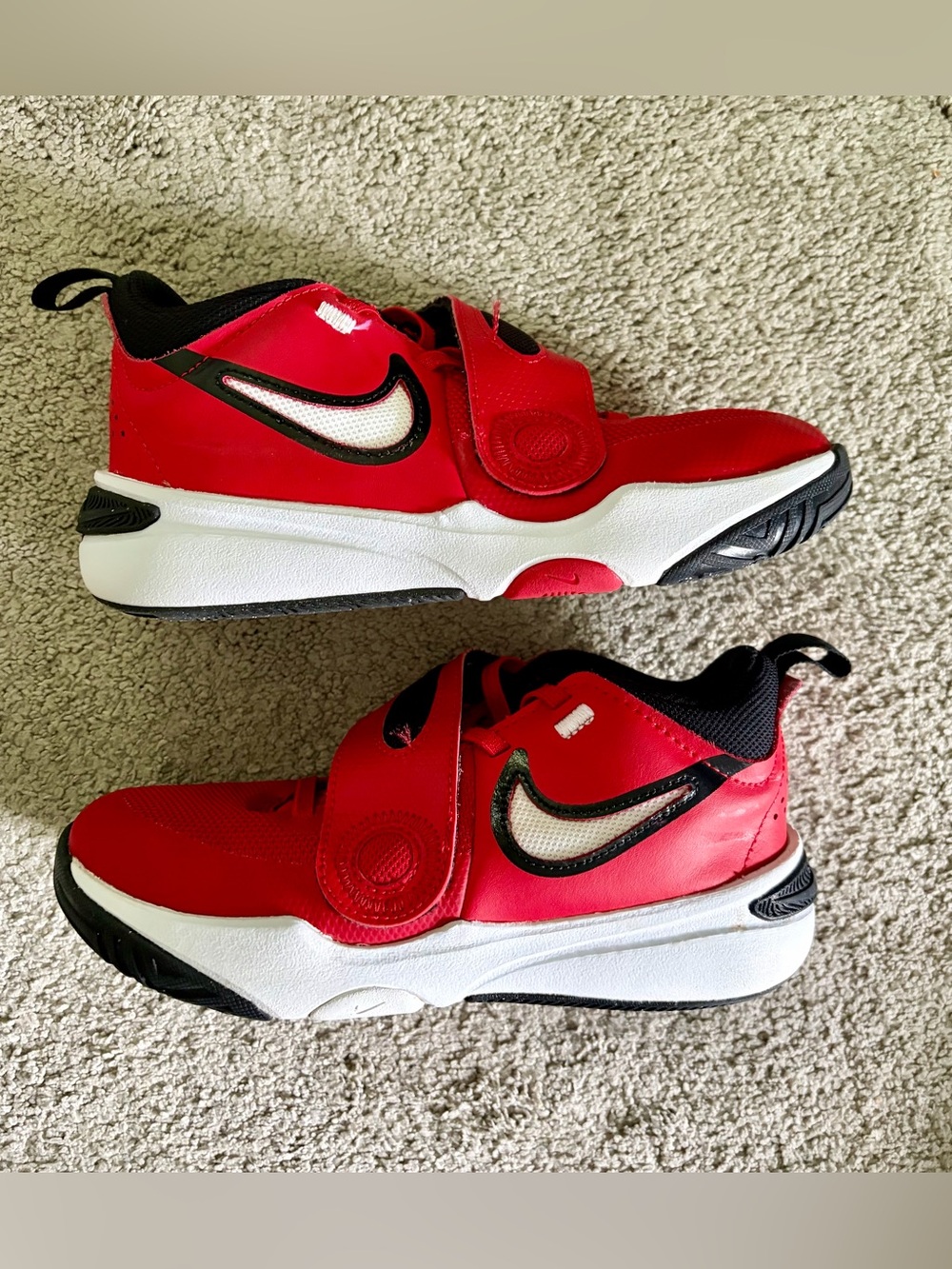 Nike Kids Red and Black Velcro Basketball Sneakers